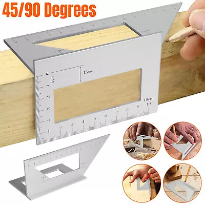 45/90Degree Gauge Right Angle Ruler Measuring Woodworking Carpenters Protractor • $10.48