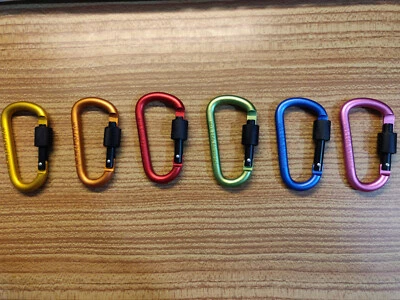 £3.49 • Buy Large Aluminium Carabiner Clip Heavy Duty Snap Hooks D Ring Keychain Screw Lock