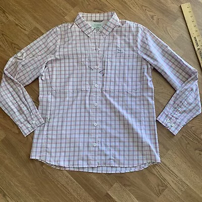 L.L. Bean Vented Fishing Shirt Mens Med Reg Button Up Long Sleeve 509832 • $16.99