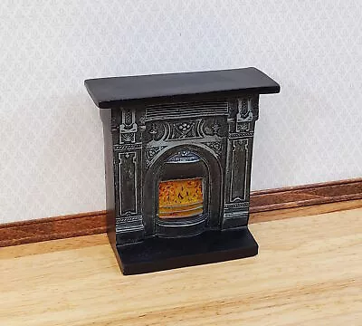 Dollhouse Fireplace With  Lit  Fire Victorian Style 1:12 Scale Miniature • $9.99