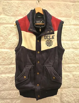 Mens UCLA Authentic Heritage Gilet Bodywarmer Navy Red & White Coat Size Small • £34.99
