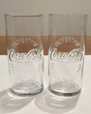 ×2 Rare Straight Sided Coca-Cola Glass Embossed Logo Clear. Excellent Condition  • $34.90