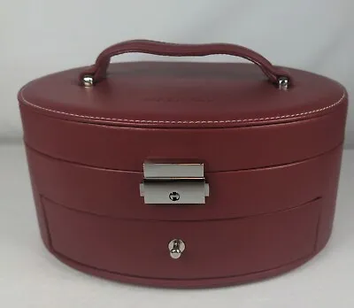 Mary Kay Travel Case Red Leather Jewelry Vintage Rare Oval With Handle • $46.74