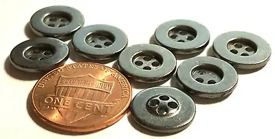 8 Small Dark Silver Tone Metal 4-Hole Sew-through Buttons 12mm Almost 1/2  12296 • $5.79