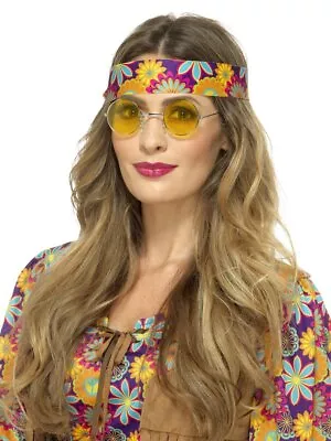 Hippie Specs Yellow 60's Peace Love Hippies Fancy Dress Costume Accessory • $7.95