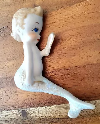 Small Vintage MCM Ceramic Mermaid Wall Plaque Kitsch Mirror Comb • $50