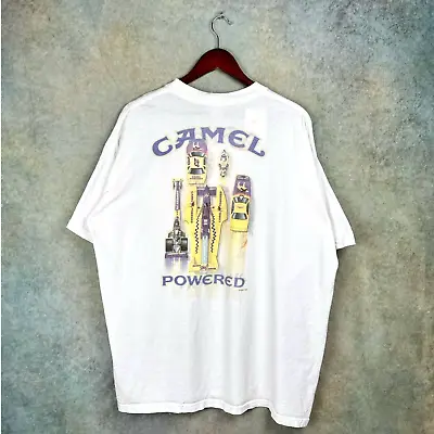 $35 • Buy Vintage 90s Camel Cigarettes Race Car Pocket T Shirt Size XL White 