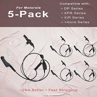 5x Acoustic Tube PTT Earpiece For Motorola Radios NNTN8459 XPR7550e MTP850  • $68.75