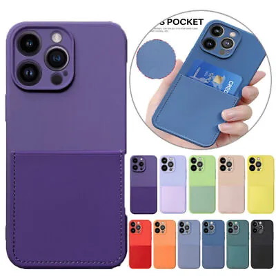 $14.86 • Buy For IPhone 14 13 12 Pro Max XR 8 7+ XS Shockproof Liquid Silicone Card Slot Case