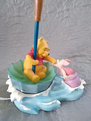 Vintage Disney Winnie The Pooh & Piglet Blustery Day In An Umbrella Lamp VGC  • $28.98