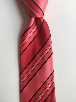 Versace Tie Red Pink Blue Stripes Medusa Silk Made In Italy Necktie Pa1059 • $39.99