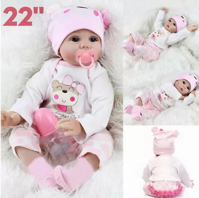 22  Realistic Reborn Baby Dolls Vinyl Silicone Doll Lifelike Newborn Baby Doll • $54.66