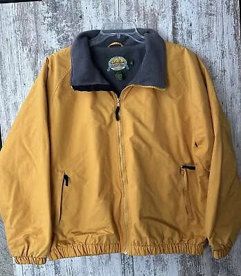 CABELAS Outdoor Gear Men's Size L Yellow Full Zip Fleece Lined Mid Weight Coat • $25.46