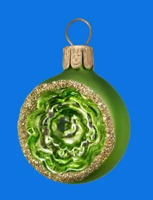 Mini Apple Green Reflector Ball German Glass Christmas Feather Tree Ornament • $7.95