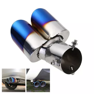 Dual Exhaust Pipe Tailpipe Stainless Steel Tail Muffler Tip Throat Chrome Trim • $34.17