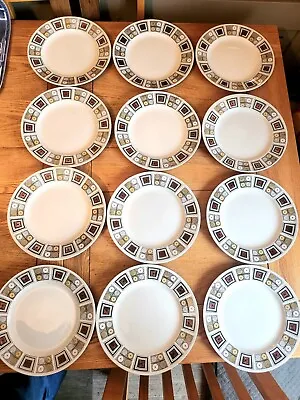 12 X Vintage Broadhurst Rushstone 22cm Salad Luncheon Plates Kathy Winkle Set • £23