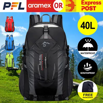 40L Hiking Camping Bag Large Waterproof Backpack Outdoor Travel Luggage Rucksack • $19.90