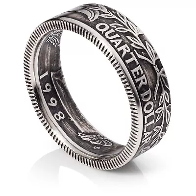 Silver Quarter Coin Ring - 1992-1998 -  Tails  - Patina Finish • $45