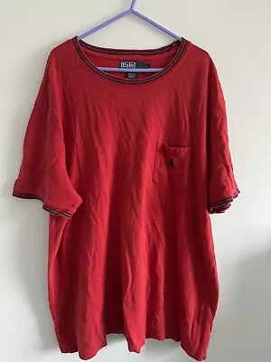 Vintage 90s Polo Ralph Lauren Red Pocket Logo T-shirt X Large • £14.99