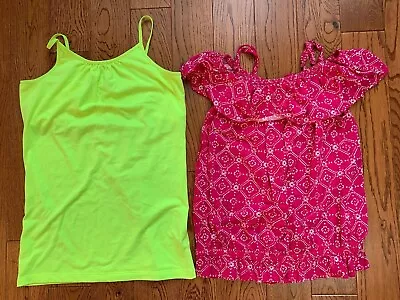 Two Girls Summer Tops Pink & Lime Green Size XL EUC • $5.99