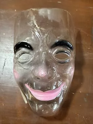 Vintage Plastic Clear  Halloween Mask- Pink Lips - Fast Shipping -Made In France • $15.99