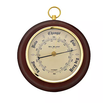 Round Wooden Barometer Brown Weather Instrument Home Décor • £35.98