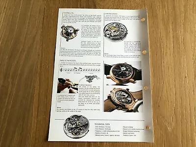 Press Kit - Audemars Piguet Minute Repeater Tourbillon And Chrono Calibre 2874 • £25.73