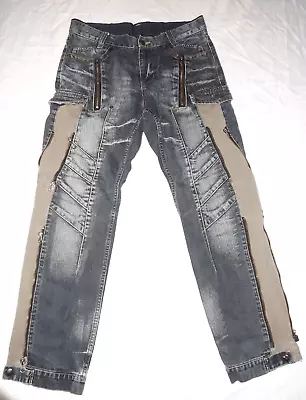 Japanese Brand PPFM Distressed Zippered Denim Jeans Pants Men's Size 32 Blue • $120