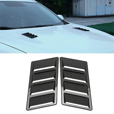 2x Universal Car Hood Bonnet Vent Air Flow Intake Scoop Covers Carbon Fiber Look • $13.49