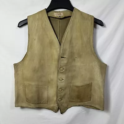 Vtg Berlin Glove Company Leather Vest M 44 1940's Rodeo Cowboy Wisconsin 40's • $99.99