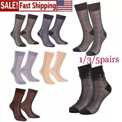 $8.73 • Buy 1-5 Pairs Soft Men Ultra Thin Dress Socks Silk Sheer Business Work Socks Nylon