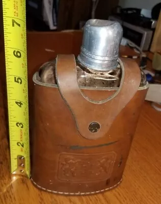 Vintage Whiskey Flask W/leather Cover By Iruinware Astoria NY • $18