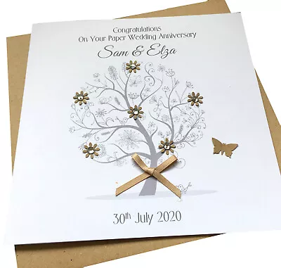 £4.49 • Buy Personalised Handmade PAPER / 1ST  Wedding Anniversary Card 