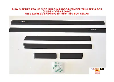 Bmw 3 Series E36 M3  Side Molding Door-fender Trim Set 6 Pcs (clips - With Logo) • $160