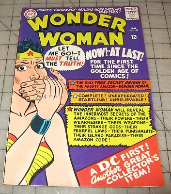 WONDER WOMAN #159 (Jan 1966) High-Grade Condition Comic - 1st SA Origin Retold  • $110