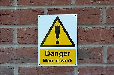 DANGER MEN AT WORK Plastic Sign Or Sticker 200mm X 150mm Construction Hazard  • £1.49