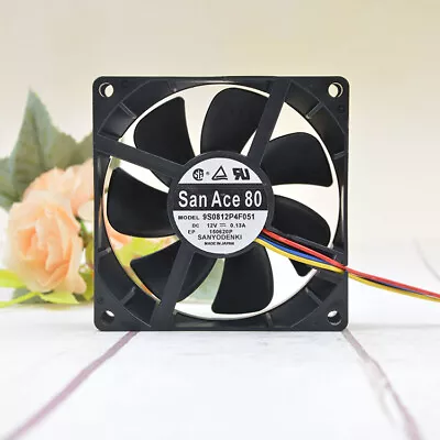 San Ace 80 8cm 8025 12V 0.13A 9S0812P4F051 4-wire PWM Mute Chassis Fan • $23.18