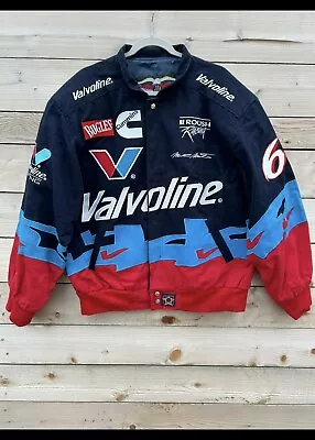 Vintage 90s Mark Martin Valvoline NASCAR Bomber Jacket Jeff Hamilton Edition XL • $110