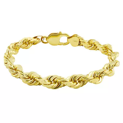 10K Yellow Gold 8mm Rope Diamond Cut Italian Chain Bracelet Mens Thick Wide 8  • $440.98