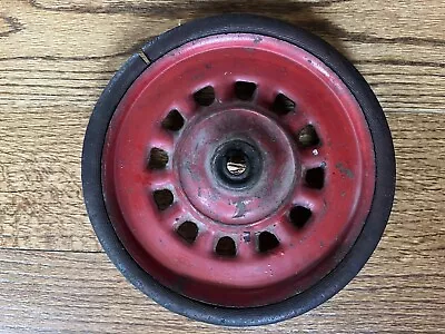 Vintage Red Steel Metal Rim Rubber Tire Riding Toy Wagon Tractor Wheel 9   • $9.95