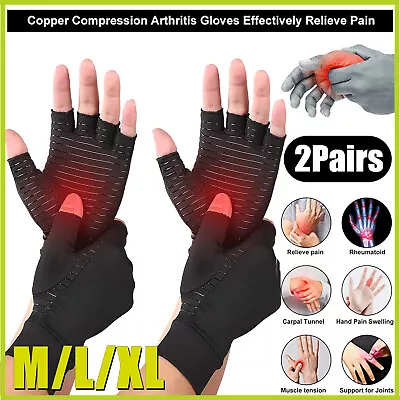 Copper Compression Gloves Arthritis Carpal Hand Wrist Brace Support Non-slip US • $7.19