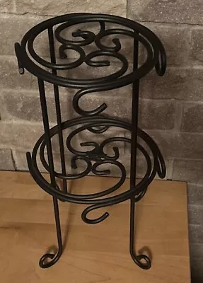 Longaberger Wrought Iron Round 2-Tier Coffee Mug Cup & Saucer Stand Rack Tree • $45