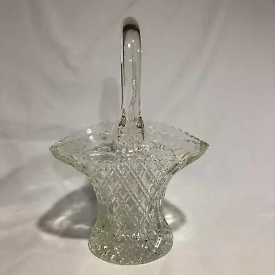 Vintage Pressed Clear Glass Basket Great For Easter Treats Or Flowers • $13.95