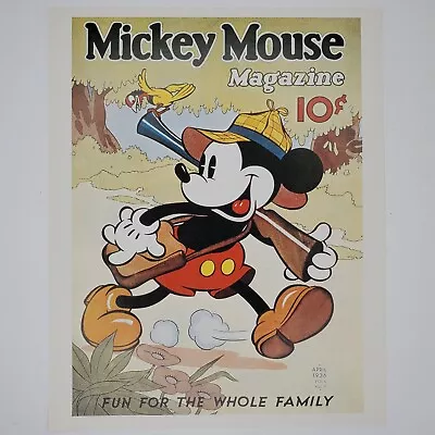 Mickey Mouse Magazine Print Disney 9x11 Vintage Lithograph Hunting Forest Bird • $15