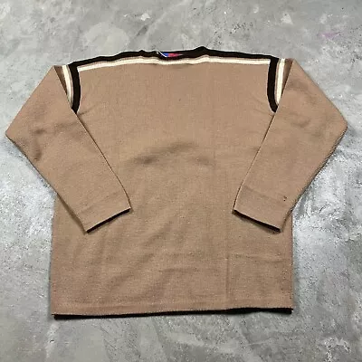 Vintage Obermeyer Ski Striped Sweater M Brown Beige Wool 70s 80s • $19.99