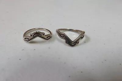 Vtg SHUBE 925 Sterling Silver Stamped Southwestern Guard Stack Ring Set Size 8 • $39.99