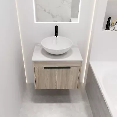 24 Design Bathroom Vanity With Ceramic Basin SetWall Mounted White Oak Vanity • $380.58