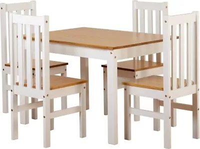 LUDLOW Dining Set In Oak Effect Rectangular Table With 4 White Chairs • £188.09