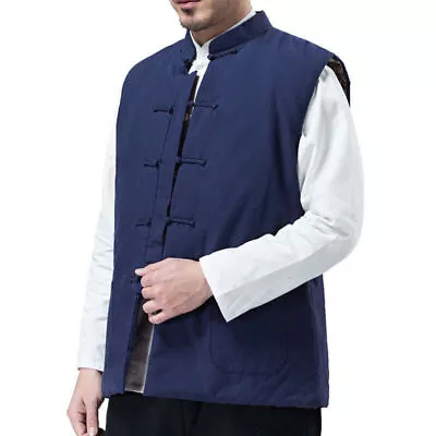 Men Chinese Traditional Tang Suit Winter Vest Wadded Jacket Martial Arts Uniform • $39.75