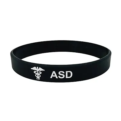 £5.49 • Buy ASD Autism Medical Alert Wristband Caduceus ID Band Black Silicone Autistic